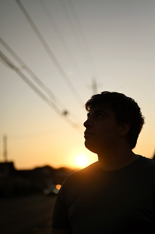 Silhouette of a man at sunset